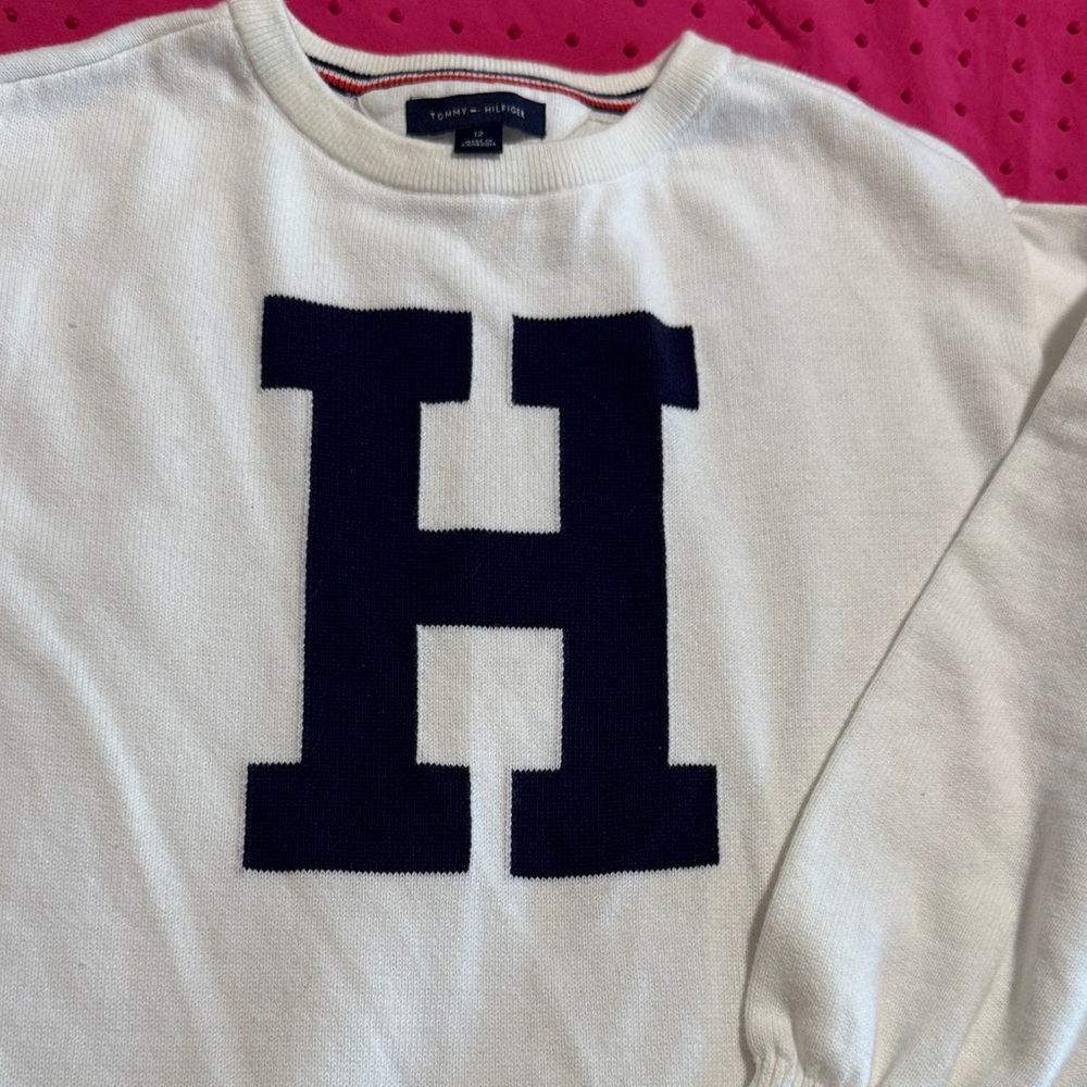 Tommy Hilfiger Cream Sweater with Navy 'H'